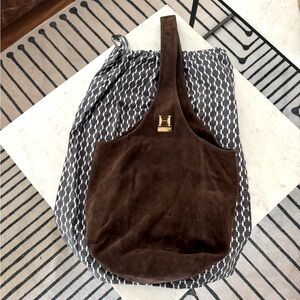 Halston heritage brown suede slouchy shoulder bag